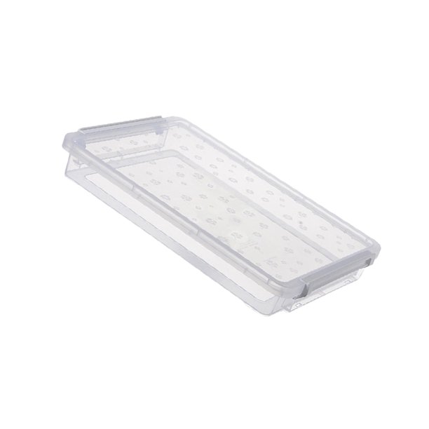 Caja de soporte de almacenamiento de archivos, decoración a prueba de polvo, transparente, práctica con contenedor de tapa para escritorio, estante de 1 nivel Macarena Estuche de almacenamiento