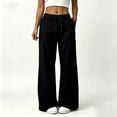 thumbnail image 2 of Edvintorg Pants Women Cotton and Linen Elastic Waisted Casual Loose Drawstring Straight Leg Trouser with Pocket Clothes for Women Black S, 2 of 7