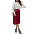 thumbnail image 2 of INSPIRE CHIC Womens Maternity Sweater Skirt Over the Belly Knit  Midi Pregnancy Pleated Skirts Small Red, 2 of 6