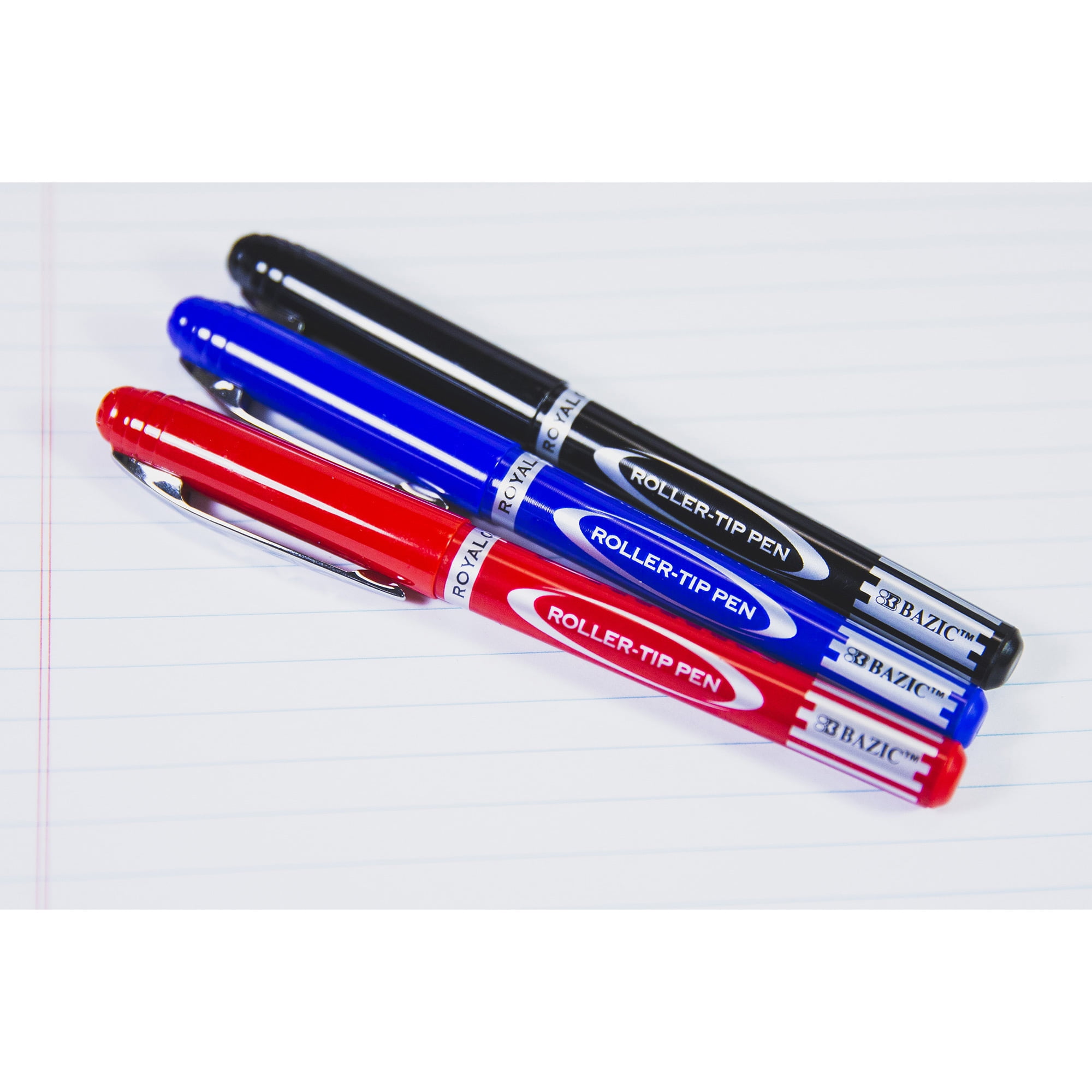 BAZIC Royal Red Color Rollerball Pen 0.7mm w/ Regulator, (3/Pack), 1-Pack