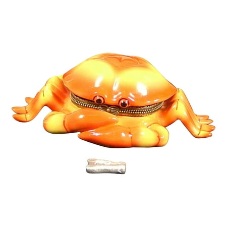 Orange Music Box - Ocean Seaside Orange Steamed Crab Claws Hinged Trinket Box PHB