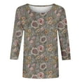 thumbnail image 4 of CYMMPU Business Work Blouses Dressy Tunic Tops Basic Tees Shirts Floral Printed 3/4 Length Sleeve Casual Crewneck Summer Fall 2025 Clothes for Women Multicolor XXL, 4 of 5