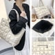 thumbnail image 4 of Bolso grande para mujer - Bolso de hombro de nylon con forro acolchado, 17,71x9,44x6 pulgadas, blanco, azul, negro, gris, marrón, 4 of 7