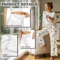 thumbnail image 7 of SCRAWLGOD Butterfly Floral Print Beige Womens Casual High Waist Pants Fashion Drawstring Loose Pants Trousers Soft Lightweight Lounge Slacks with Pockets, XXL, 7 of 7