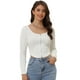 thumbnail image 1 of Camiseta Corta Casual para Mujer con Cuello en V y Mangas Largas con Cremallera blanco XS, 1 of 6
