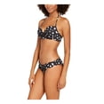thumbnail image 3 of SUNDAZED Women's Black Polka Dot Stretch Bow Detail Lined Sweetheart Ruffled Ava Underwire Swimsuit Top 34D, 3 of 4