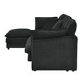 thumbnail image 5 of Modern Home Living Room L-Shaped Sectional Sofa Couches with Ottoman, Convertible Oversized 4 Seater Couch Towel Fabric (Black), 5 of 11