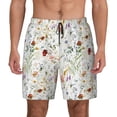 thumbnail image 3 of Uemuo Wildflower Watercolor Pattern Mens Swim Trunks Quick Dry Board Shorts with Mesh Lining, Stretch Beach Shorts Quick Dry No-Chafing Board Shorts-, 3 of 9