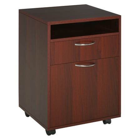 Mobile Storage Cabinet, Printer Stand with Drawers & Castors - Brown Office Organizer