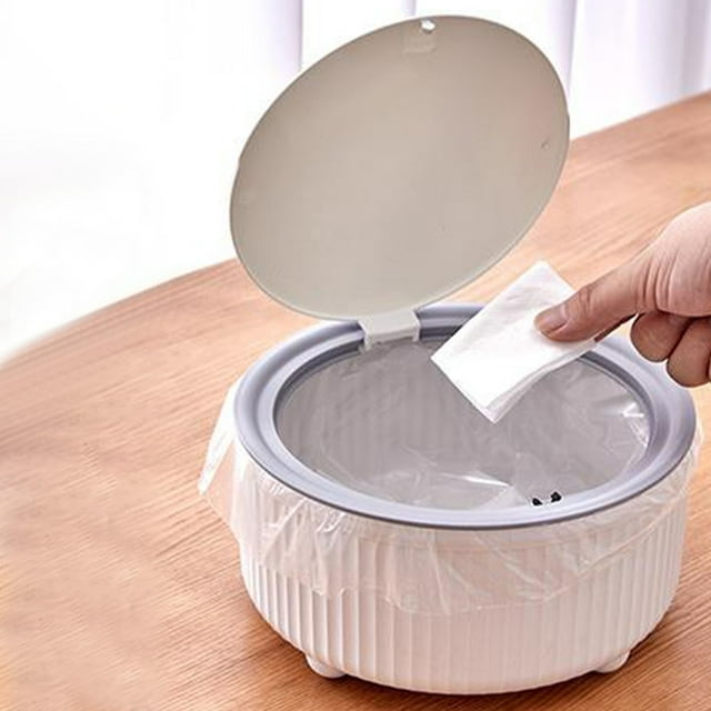 BAOPAI Desktop Push Type Trash Can with Lid 6L Large Capacity Space Saving Compact Design for Home Office Kitchen Car Restaurant and Bathroom Use