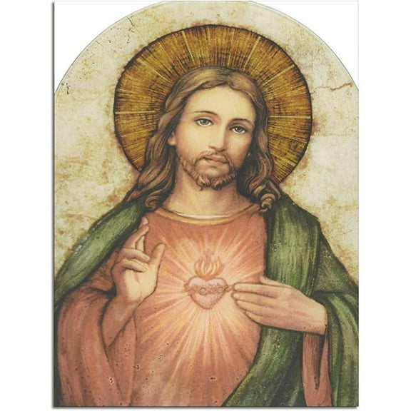Aaheei Sacred Heart of Jesus Pictures Canvas Wall Art Poster Picture Home Room Decor Painting