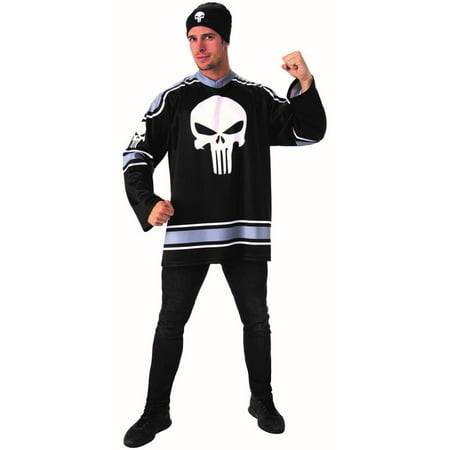 Punisher Mens Adult Marvel Hockey Jersey Style Halloween Costume Set