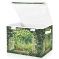 thumbnail image 2 of Storage Box With Lid 16.5x12.6x11.8In Lidded Home Storage Bins Foldable Stacked Household Storage Box Lush Garden Hearts, 2 of 7