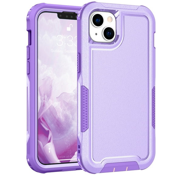 iPhone 14 Plus Case with Built in Screen Protector, Military Grade Shockproof Drop Protection Hybrid Rugged Defender Dual Layer TPU PC Back Case Cover for Apple iPhone 14 Plus 6.7", Purple