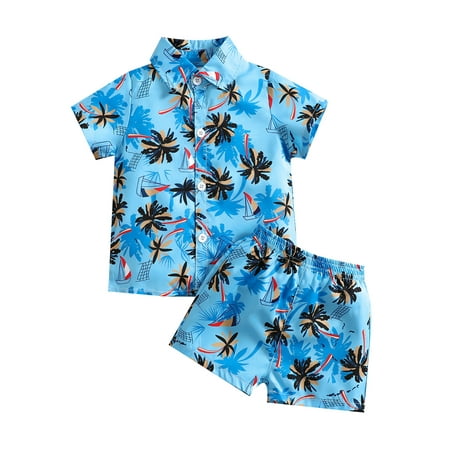 

Jkerther Toddler Kid Baby Boy Clothes Outfit Set Hawaiian Beach Shirt Tops+Shorts Pants