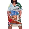 thumbnail image 1 of Vestido de fiesta colgante con bolsillo para mujer soltera de verano con estampado "Azur" y póster de viaje de 1955., 1 of 6