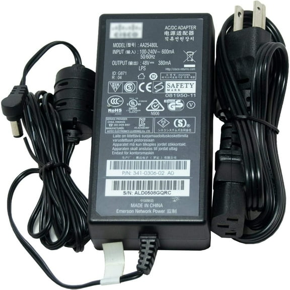 341-0306-01 341-0306-02 AA25480L 48V 0.38A Power Supply AC Adapter for Cisco Aironet Wireless Access Points
