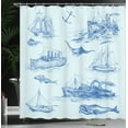 thumbnail image 4 of Ambesonne Nautical Shower Curtain, Wildlife Shark Boat, 69"Wx84"L, Pale Blue Blue, 4 of 5