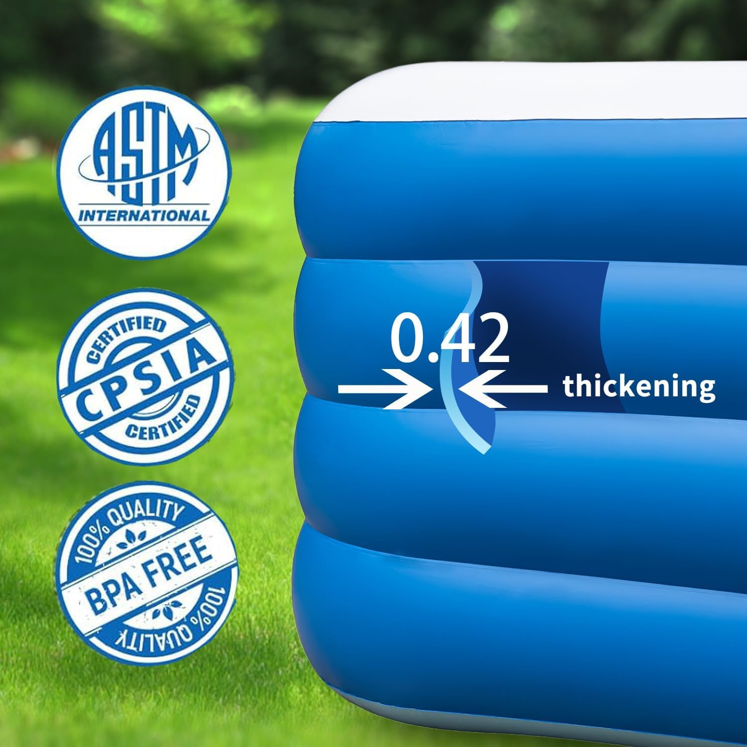 Inflatable Swimming Pool, 79" x 58" x 29" Thickened Family Above Ground Pool for Outdoor, Backyard, Garden, Summer Water Party