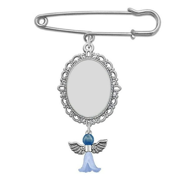 COMEET wedding brooch, Something Blue Memorial Photo Charm Pin for Wedding Bouquet Boutonniere Angelic Wing Photo Charm Pin for Bride Groom