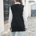 thumbnail image 5 of IROINNID Reduced Womens Sweater Sweater Vest V-Neck Pullover Sweater Solid Color Loose Mid-Length Sleeveless Autumn and Winter Side Split Vest Knitted Sweater Tattered Vest Outer Wear, 5 of 9