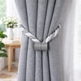 thumbnail image 2 of Evideco French Home Goods Curtain Holdbacks Set of 2 Magnetic Braided Cord Curtain Tiebacks – Durable Woven Design for Easy Use – Gray, 2 of 7