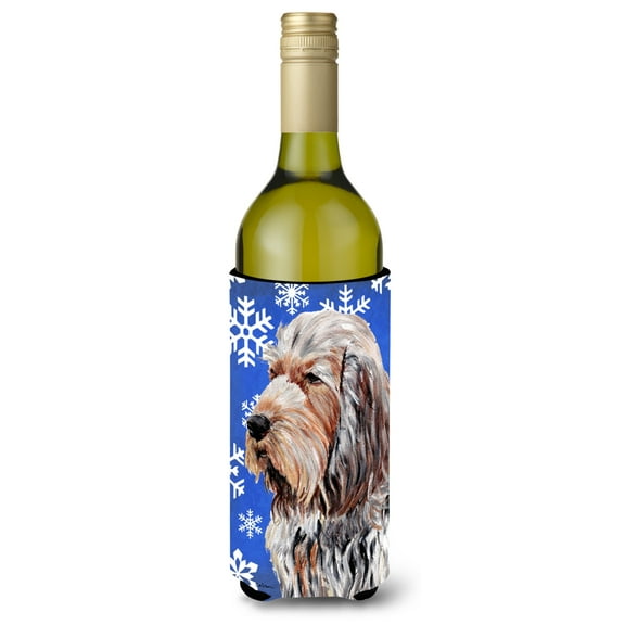 Otterhound Winter Snowflakes Wine Bottle Hugger