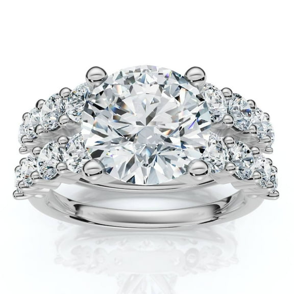 Pompeii Certified 3 6/8ct Diamond Engagement Wedding Ring Set 14k Gold Lab Grown