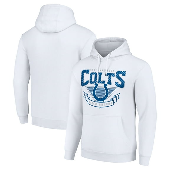 Men's Starter White Indianapolis Colts -80s Inspired Pullover Hoodie
