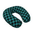 thumbnail image 2 of KLL Black And Teal Checkerboard Pattern Memory Foam Cervical Neck Pillow Versatile U-Shaped Pillows for Home/Office/Camping/Travelling/Soft Washable Cover, 2 of 8