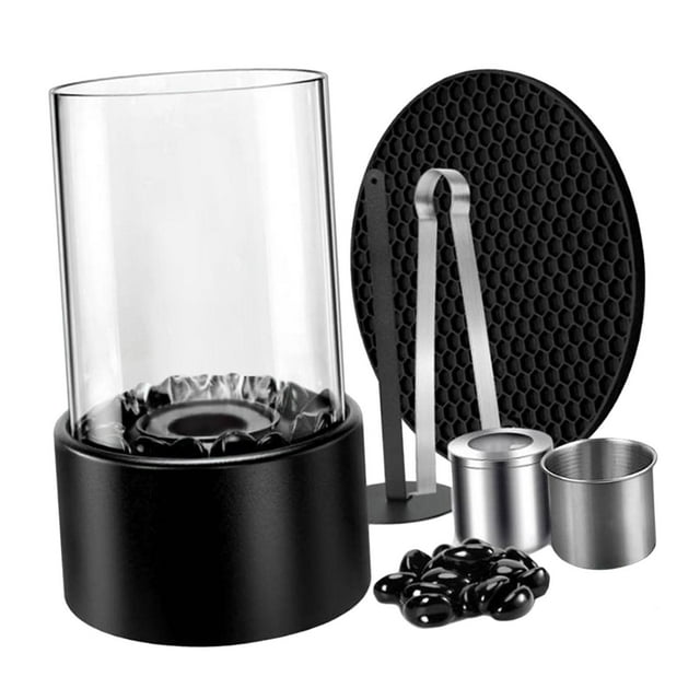 Quemador de para chimenea, cuenco redondo, miniquemador personal de invierno, quemador portátil para festivales y patios Negro