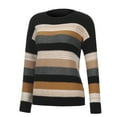 thumbnail image 4 of Qertyioot Femmes Hiver Tops Femmes Mode en Vrac Contraste de Couleur Confortable Manches Longues Pull, 4 of 6