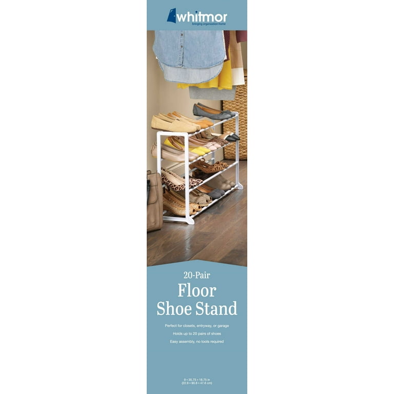 White 20-Pair Floor Shoes Rack by Whitmor at Fleet Farm