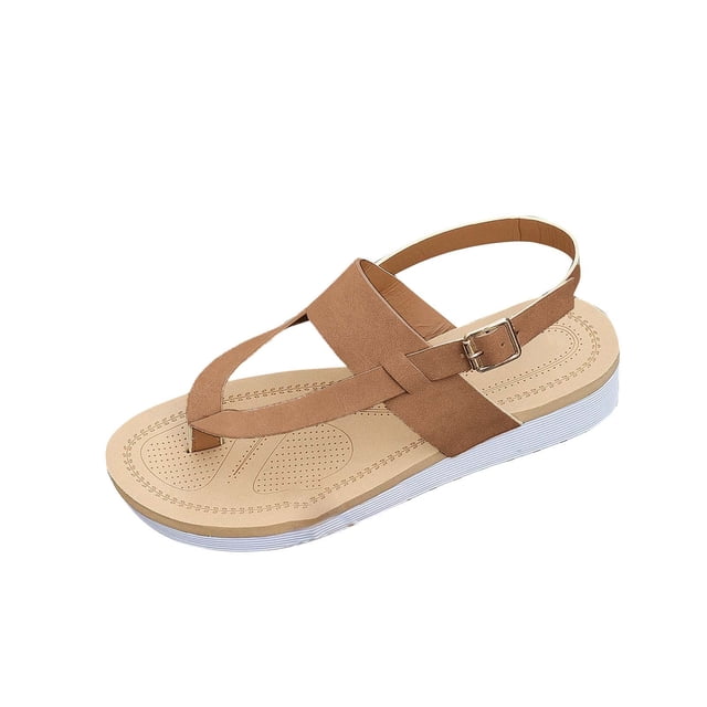 Sandales pour Femmes à Chevrons à Larges Brides Plateforme Compensée à Orteils Fendus à Bride Ajustable Confortables Décontractées d'Extérieur Sandales Plates Kaki