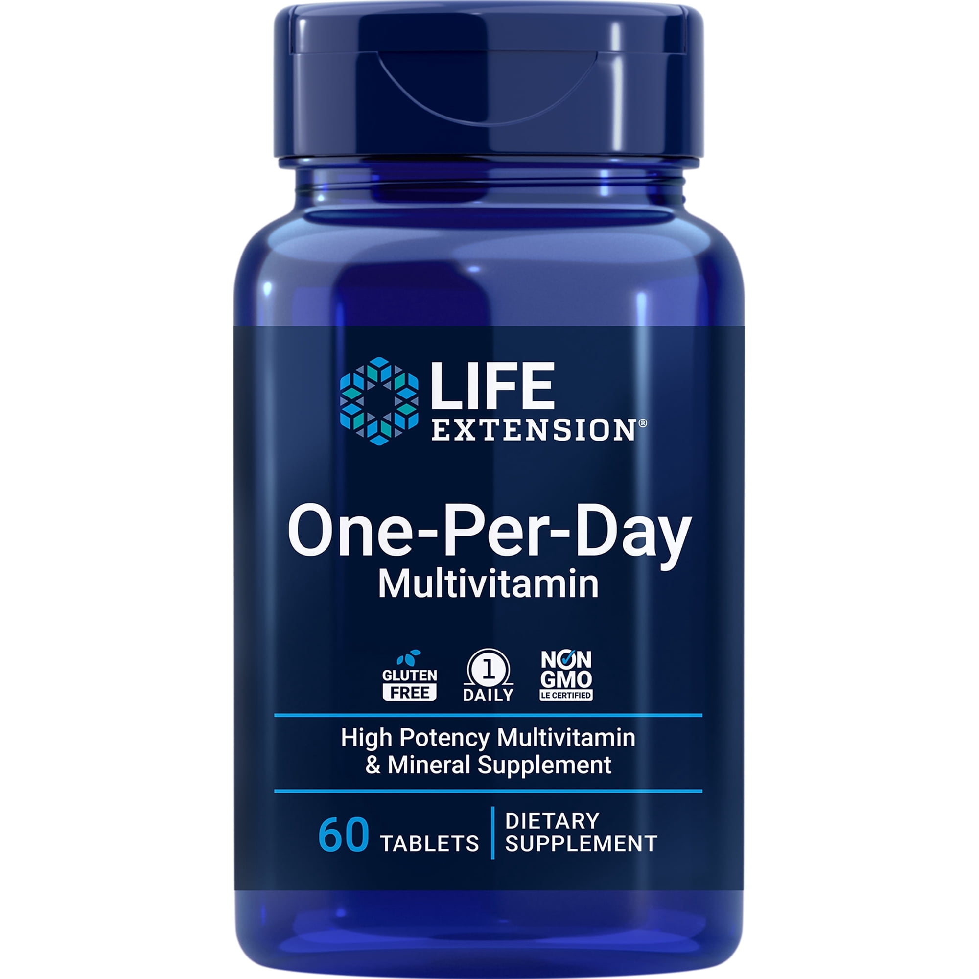 Life Extension, One-Per-Day Multivitamin, vitamin D 50 mcg, magnesium 100 mg, folate 680 mcg, zinc 25 mg, whole-body health, 60 tablets
