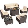 thumbnail image 6 of STARY 8 Pieces Outdoor Furniture Set with Fire Pit Table, Wicker Patio Sectional Sofas, All-Weather Outdoor Conversation Set for Garden, Cream, 6 of 9
