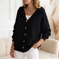 thumbnail image 6 of vigerkar Women's Hooded Cardigan Solid Color Sweaters Button Down Open Front Knit Outerwear Coats (Black, 3XL), 6 of 8