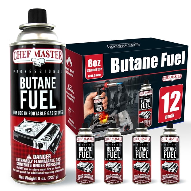Combustible de butano Chef Master, 12 cartuchos de 227 g para camping
