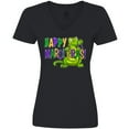 thumbnail image 3 of Inktastic Happy Mardi Gras Cute Alligator with Beads Women's V-Neck T-Shirt, 3 of 5