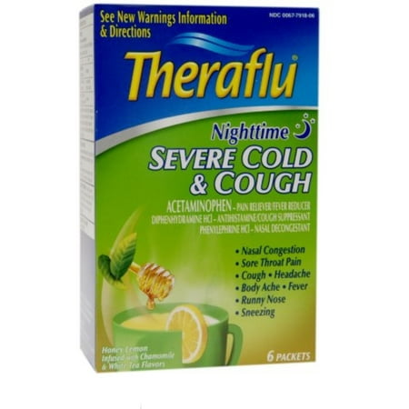 TheraFlu  Nighttime Severe Cold & Cough Packets Honey Lemon, Chamomile & White Tea 6.0 ea (Pack of
