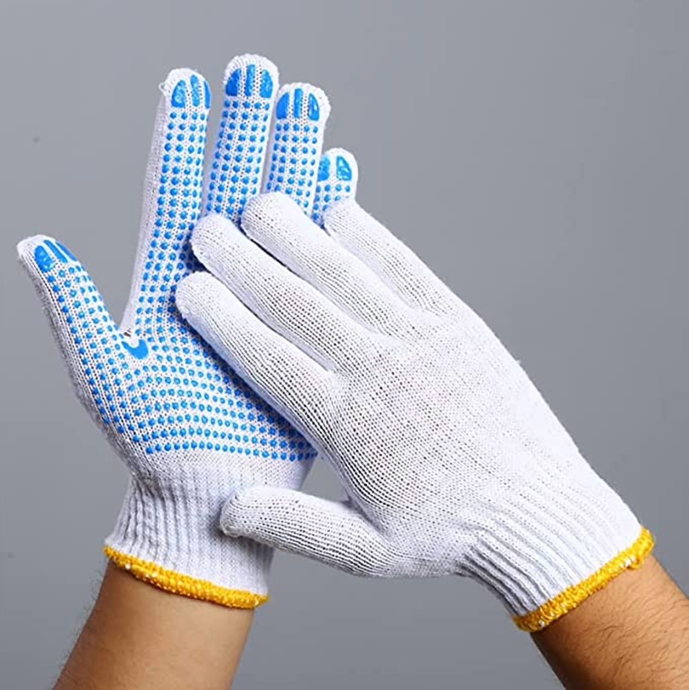 60 Pairs Safety Work Gloves, Cotton Knit with Non-slip Grip Dots, Breathable Lightweight Working Gloves for Gardener Worker Farmer Men, Women