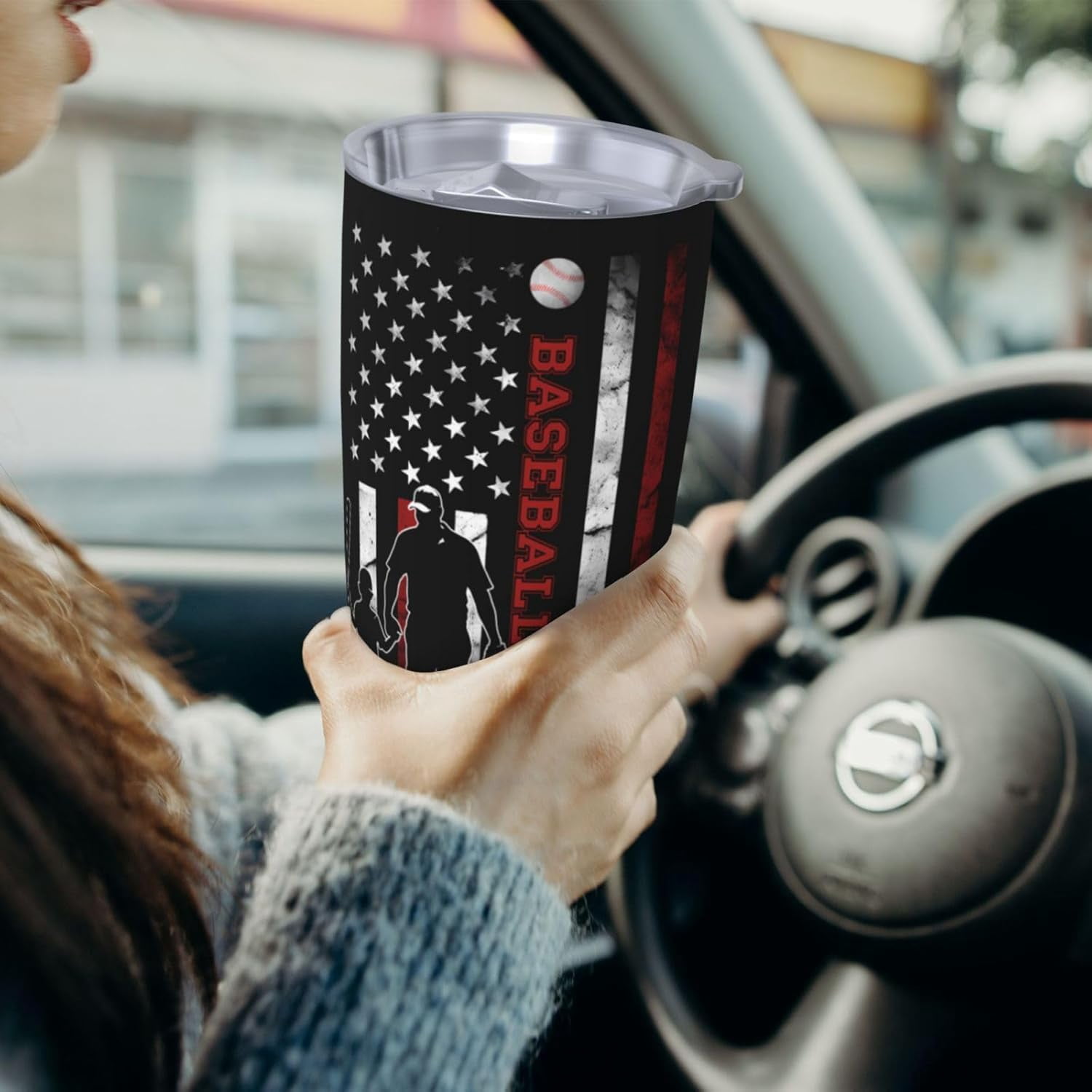 Baseball Dad Tumbler for Dad Gifts, 20oz Insulated Dad Coffee Tumbler with Lid, Birthday Christmas Gift for Dad from Daughter Son