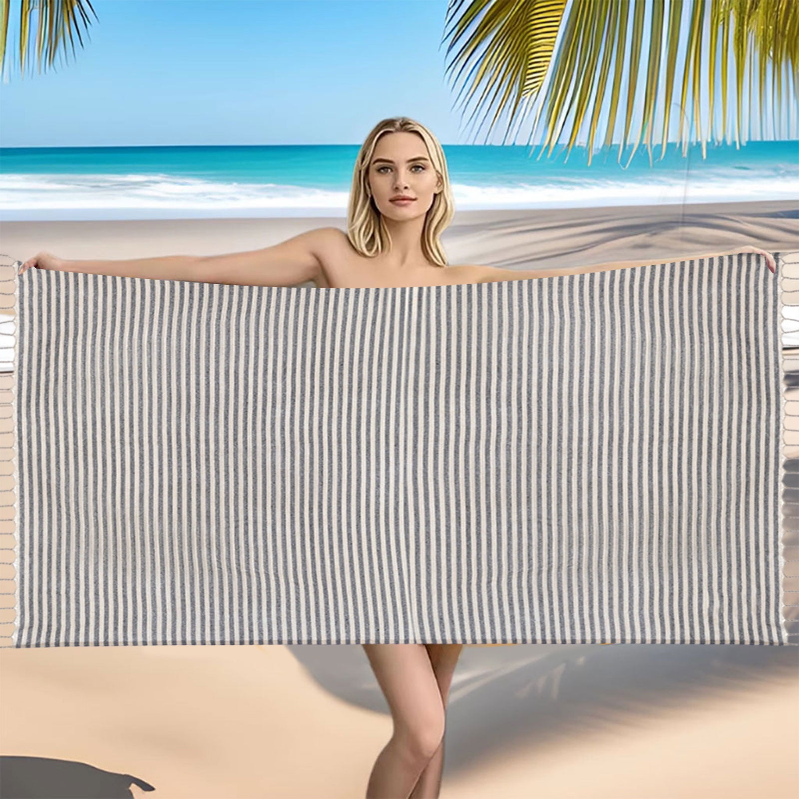2-in-1 Foldable Beach Towel Backpack – Printed Bath Towel with Built-in Storage, Convertible Beach Mat & Carry Bag, Absorbent for Pool, Camping, Yoga and Travel