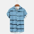 thumbnail image 2 of Penkiiy Hawaiian Bowling Shirts for Men Short Sleeve Stripe Printing Regular Fit Summer Beach Casual Button Down Aloha Shirts 2XL Blue, 2 of 4