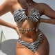 thumbnail image 5 of Traje de baño de dos piezas para mujer Traje de baño bikini con estampado de rayas, 5 of 5