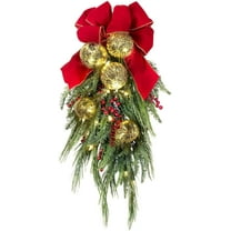 laqbezok Outdoor Pine Peak Holiday Swag - 30" Timeless Evergreens Christmas Decoration with Red Berries, Awesome Xmas Holiday Door Swag Decoration for Front Door Wall Window Home Decor