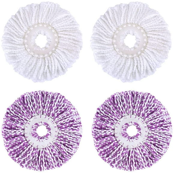 4 Pieces Spin Mop Head Mop Head Mop Heads Microfiber Replacement Mop Head Replacement Mop Head for Spinning Mop White and Purple