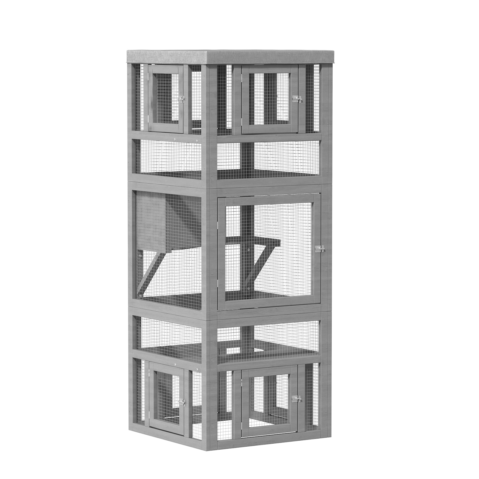 TIMHAKA Catio Outdoor Cat Enclosure, 3 Tiers Cat Enclosure w/ Platform, Resting Box & 8 Removable Door can Connect w/ Cats Tunnel, DIY Wood Cats Cage