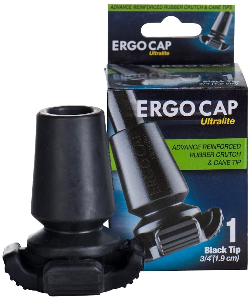 Ergocap Ultralite Crutch/Cane Rubber Tip - Rubber Replacement Foot Pad for Canes/Crutches (1 Unit-Universal)
