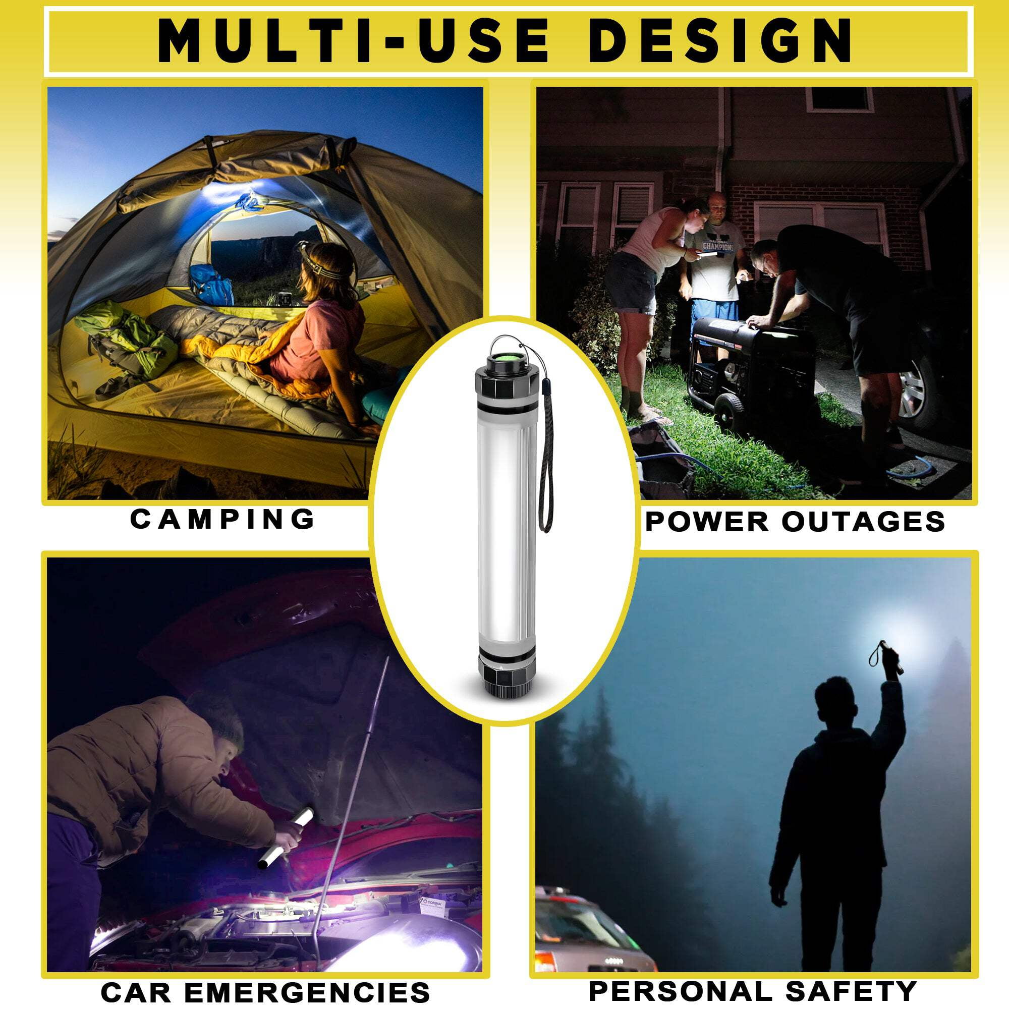 SunJack LightStick Waterproof LED Flashlight & Rechargeable Power Bank for Outdoor Activities 0.7 lb